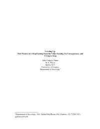 Leveling Up: How Posters on R/Stopgaming Describe Video Gaming, Its Consequences, and Trying to Stop