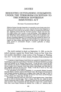 Resolving Outstanding Judgments Under the Terrorism Exception to the Foreign Sovereign Immunities Act