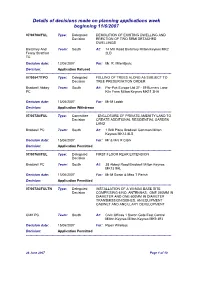 Details of Decisions Made on Planning Applications Week Beginning 11/6/2007