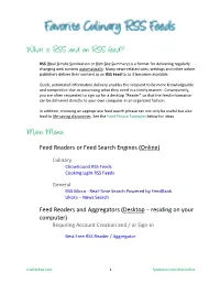 Favorite Culinary RSS Feeds