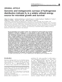 Genomic and Metagenomic Surveys of Hydrogenase Distribution Indicate H2 Is a Widely Utilised Energy Source for Microbial Growth and Survival