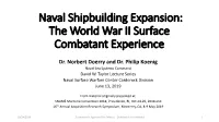 Naval Shipbuilding Expansion: the World War II Surface Combatant Experience