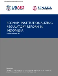 Regmap: Institutionalizing Regulatory Reform in Indonesia Summary Report