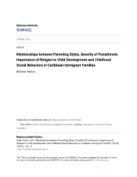 Relationships Between Parenting Styles, Severity of Punishment
