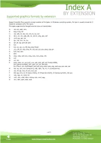 Index a by EXTENSION Supported Graphics Formats by Extension