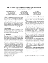 On the Impact of Exception Handling Compatibility on Binary Instrumentation†
