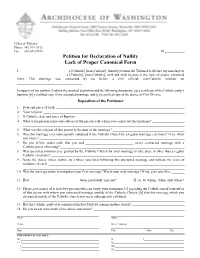 Petition for Declaration of Nullity Lack of Proper Canonical Form