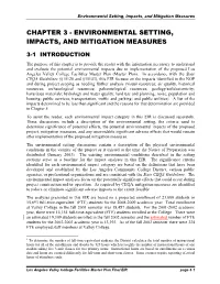 Chapter 3 - Environmental Setting, Impacts, and Mitigation Measures