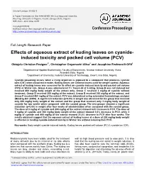Effects of Aqueous Extract of Kuding Leaves on Cyanide- Induced Toxicity and Packed Cell Volume (PCV)