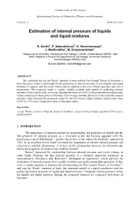 Estimation of Internal Pressure of Liquids and Liquid Mixtures