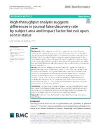 High-Throughput Analysis Suggests Differences in Journal False
