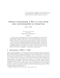 How to Reason About Meta- and Metamodels in a Formal Way