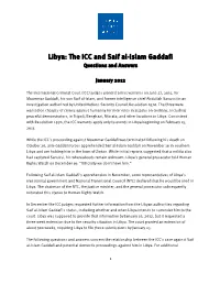 Libya: the ICC and Saif Al-Islam Gaddafi Questions and Answers