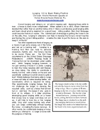Lunging 101 & Basic Position Clinic Report