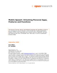 Mobile Speech: Unlocking Personal Apps, Features and Functions