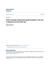 On the Case of Adbusters and Harry Potter Fans