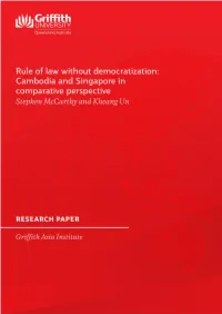 Rule of Law Without Democratization: Cambodia and Singapore in Comparative Perspective