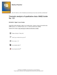Thematic Analysis of Qualitative Data: AMEE Guide No
