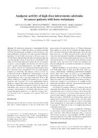Analgesic Activity of High-Dose Intravenous Calcitonin in Cancer Patients with Bone Metastases
