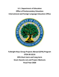 Gpafy2020lgrantees-Abstracts.Pdf