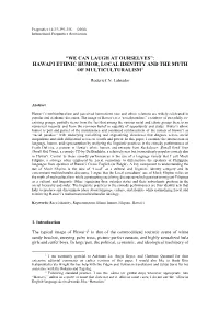 Hawai'i Ethnic Humor, Local Identity and the Myth of Multiculturalism