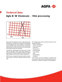 Technical Data Agfa B/W Chemicals – Film Processing