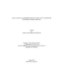 Avian Guano As a Nutrient Input to Cliff – Face Ecosystems in Western North Carolina