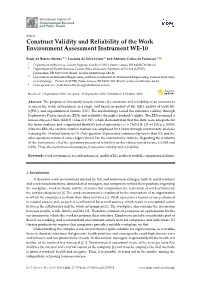 Construct Validity and Reliability of the Work Environment Assessment Instrument WE-10