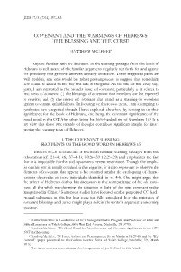 Covenant and the Warnings of Hebrews: the Blessing and the Curse