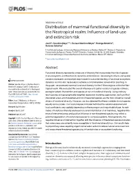 Distribution of Mammal Functional Diversity in the Neotropical Realm: Influence of Land-Use and Extinction Risk