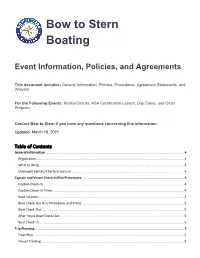 Event Information, Policies, and Agreements