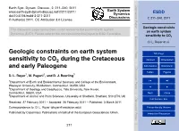 Geologic Constraints on Earth System Sensitivity to CO Table 2