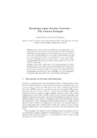Measuring Large Overlay Networks – the Overnet Example