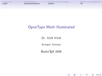 Opentype Math Illuminated
