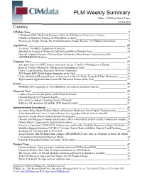 PLM Weekly Summary Editor: Cimdata News Team