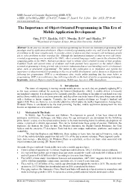 The Importance of Object-Oriented Programming in This Era of Mobile Application Development