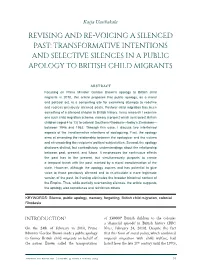 Transformative Intentions and Selective Silences in a Public Apology to British Child Migrants