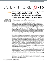 Association Between C4, C4A, and C4B Copy Number Variations And