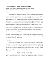 Characterization and Analysis of Tetranitrate Esters Jimmie C