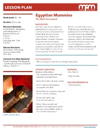 LESSON PLAN Egyptian Mummies: the Myth Unwrapped