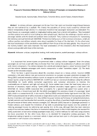 Proposal of Simulation Method for Behaviour Analysis of Passengers on Longitudinal Seating in Railway Collision