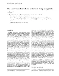 The Occurrence of Extrafloral Nectaries in Hong Kong Plants