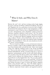 What Is Style, and Why Does It Matter?