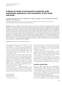 A Phase II Study of Docetaxel in Patients with Metastatic Squamous