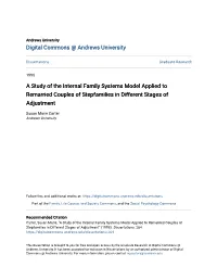 A Study of the Internal Family Systems Model Applied to Remarried Couples of Stepfamilies in Different Stages of Adjustment