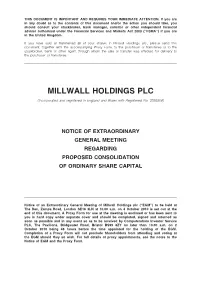 Circular, Share Consolidation and Notice of Meeting