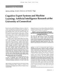 Cognitive Expert Systems and Machine Learning: Artificial Intelligence Research at the University of Connecticut