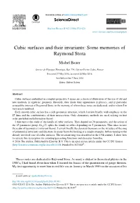 Cubic Surfaces and Their Invariants: Some Memories of Raymond Stora