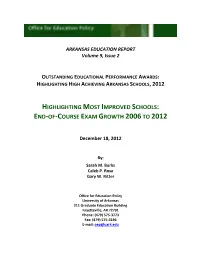 Most Improved Schools: End-Of-Course Exam Growth 2006 to 2012