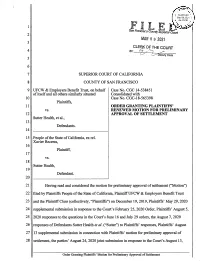 Order Granting Preliminary Approval Sutter 20210309